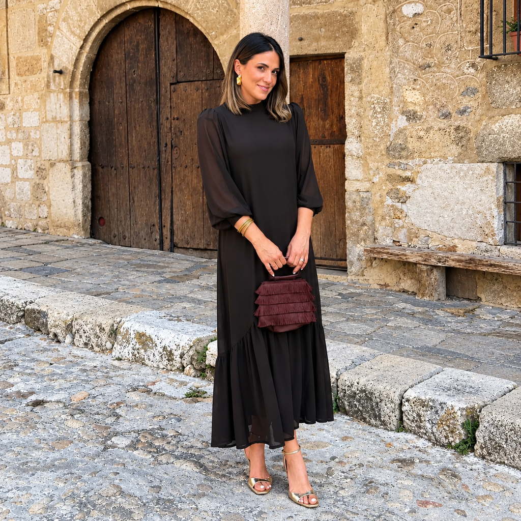 Plain brown gauze dress - Atelier