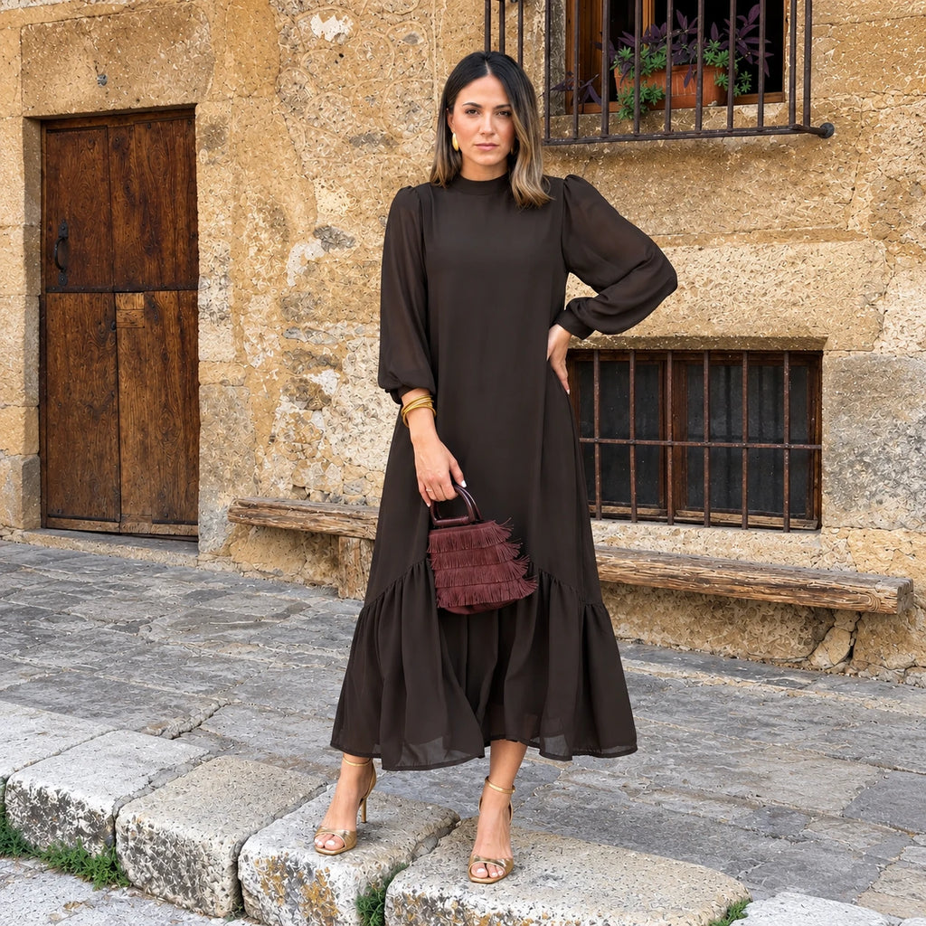 Plain brown gauze dress - Atelier