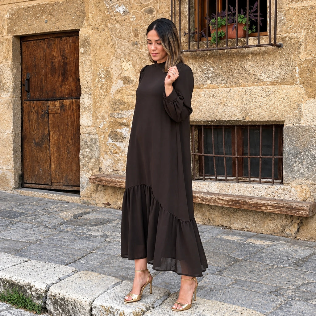 Plain brown gauze dress - Atelier
