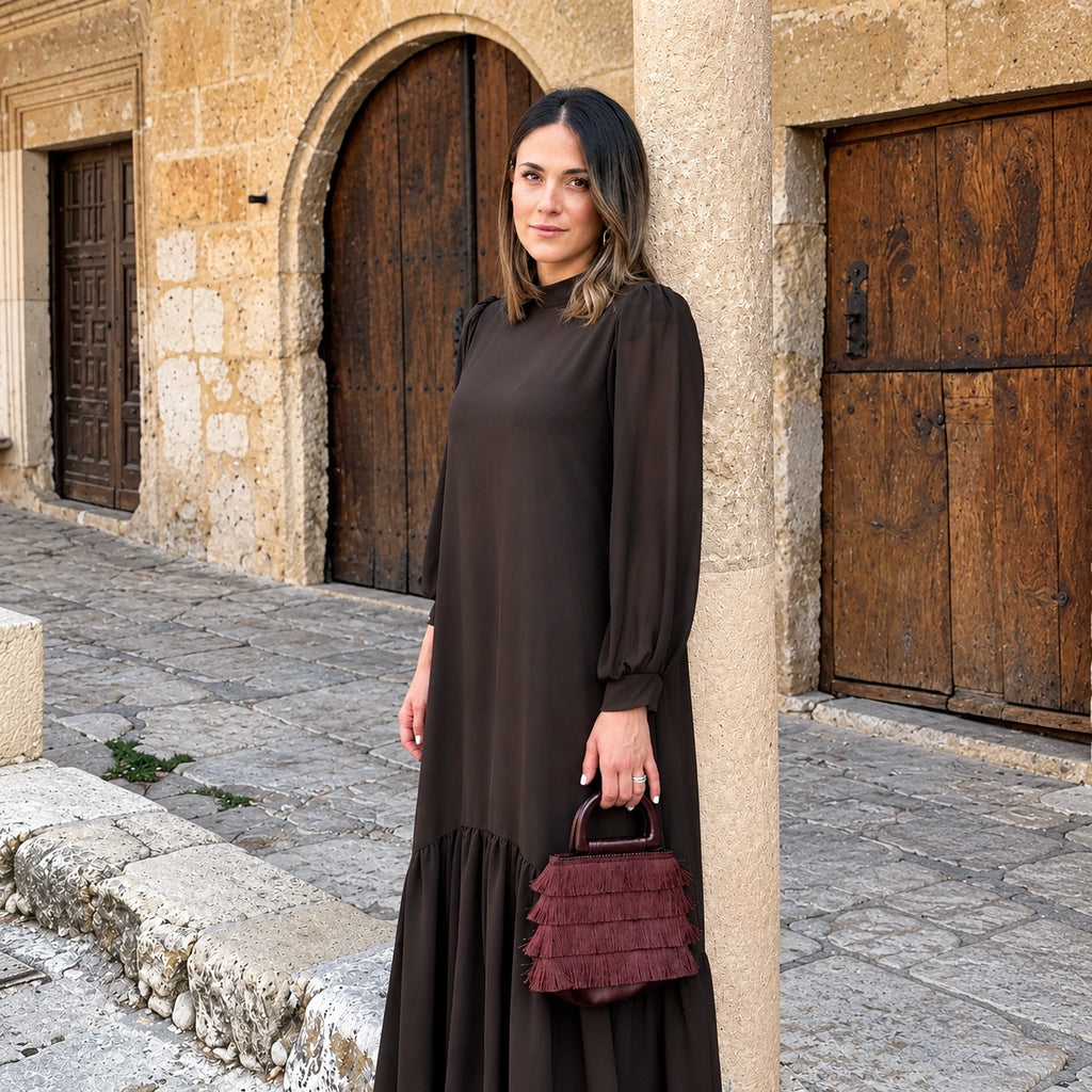 Plain brown gauze dress - Atelier