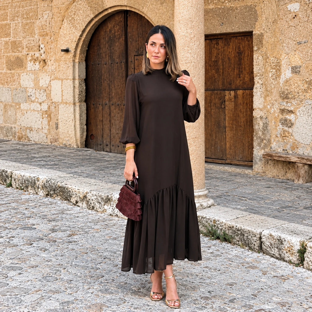 Plain brown gauze dress - Atelier